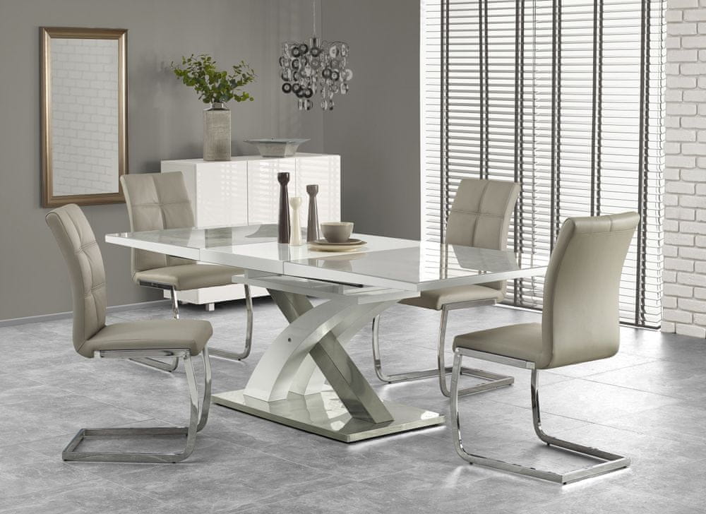Halmar Rozkladacia jedálenský stôl Sandor 2, biela / šedá